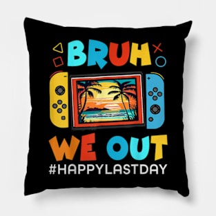 Last Day Of School Shirt For Boys Kids Bruh We Out Summer T-Shirt Pillow