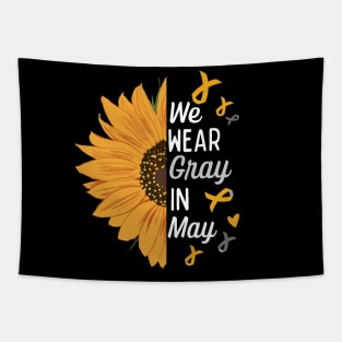 Go Gray In May Gray Awareness Ribbon (Brain Tumor/Cancer) brain cancer fighter Tapestry