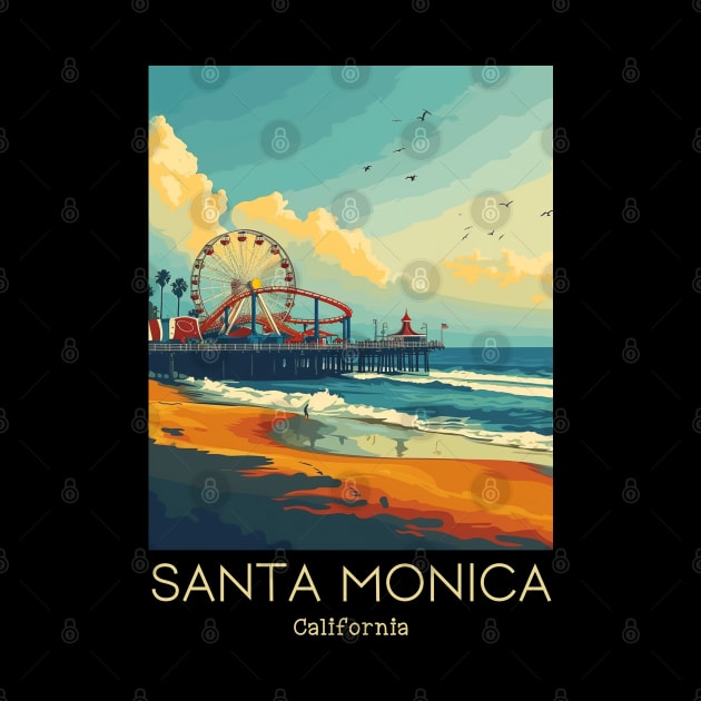 A Vintage Travel Illustration of Santa Monica - California - US by goodoldvintage