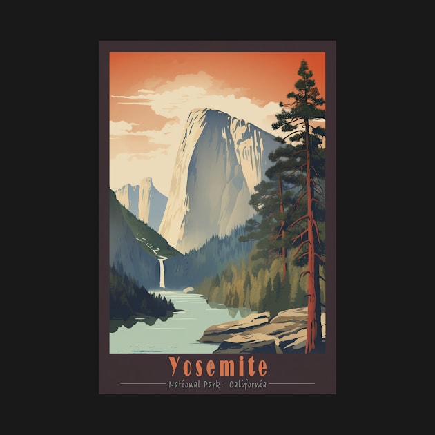 Yosemite National Park Vintage Travel Poster by GreenMary Design