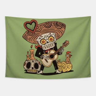 Day of the Dead Mariachi with Guitar Tapestry
