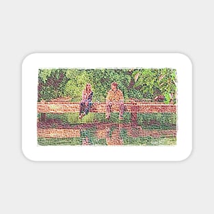 Picnic at the Bridge - Mosaic Magnet