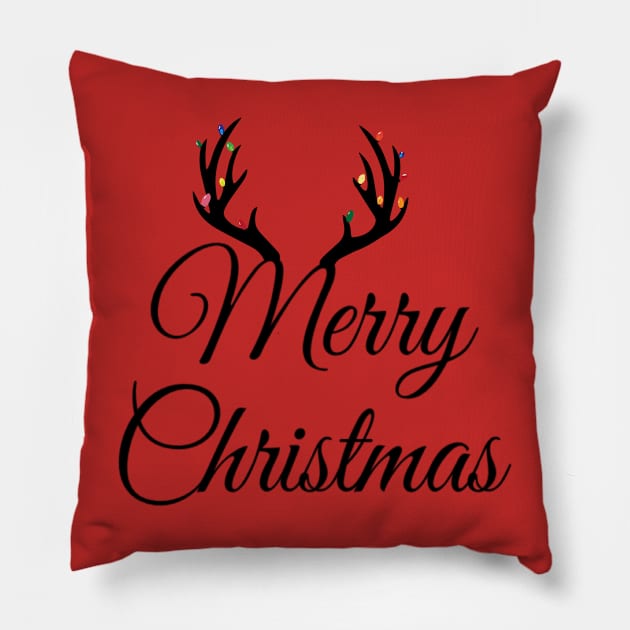 Merry Christmas Matching antlers Pillow by Sunshineisinmysoul