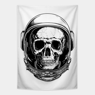 Human skull astronaut helmet Tapestry