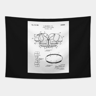 Football Pads Patent - Football Player Team Coach Art - White Tapestry