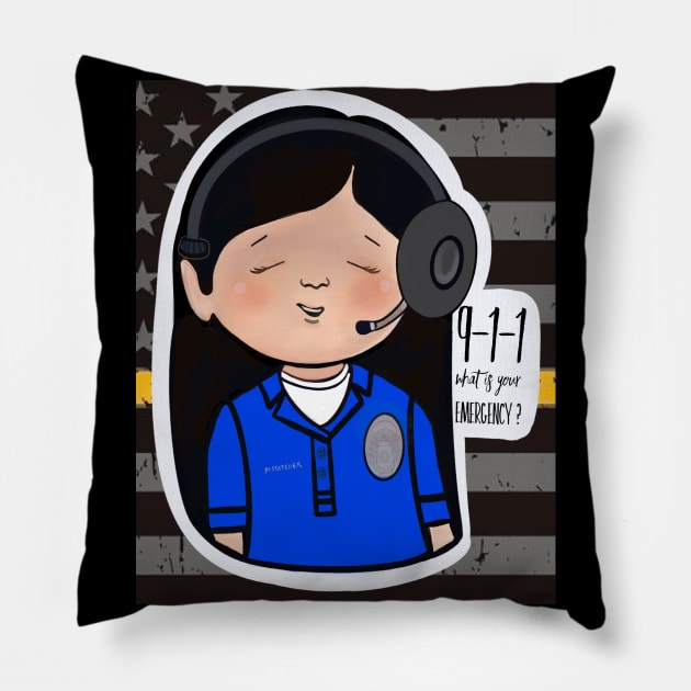 Thin Gold Line Dispatchers Pillow by Nidimar