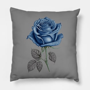 Blue Rose Drawing, Flower Drawing, Gift For Her Pillow