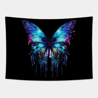 Butterfly Purple Pink Light Blue Wings Watercolor Style Drip Tapestry