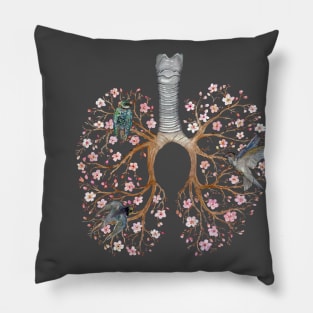 Blooming Lungs: Human Anatomy, Floral Cherry Blossom, Anti Virus Pillow