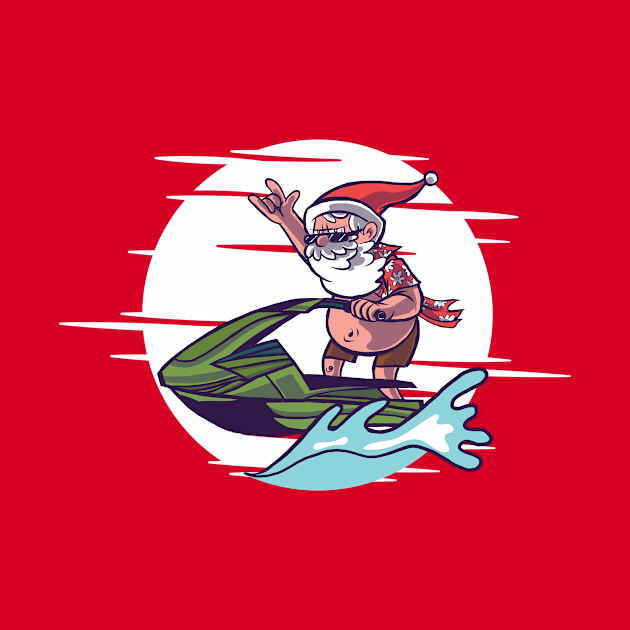 Jet Ski Santa Cartoon by SLAG_Creative