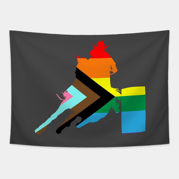 Barrel Rider 1: Queer Pride Flag Tapestry by ziafrazier