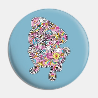 colorfull henna pug Pin