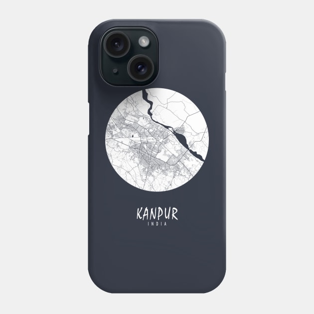 Kanpur, India City Map - Full Moon Phone Case by deMAP Studio