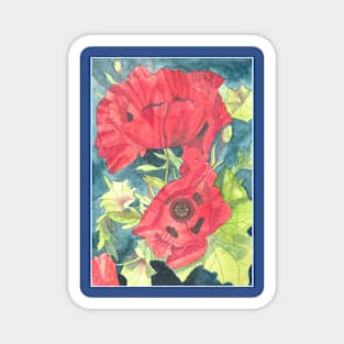 Red poppies watercolour painting Magnet