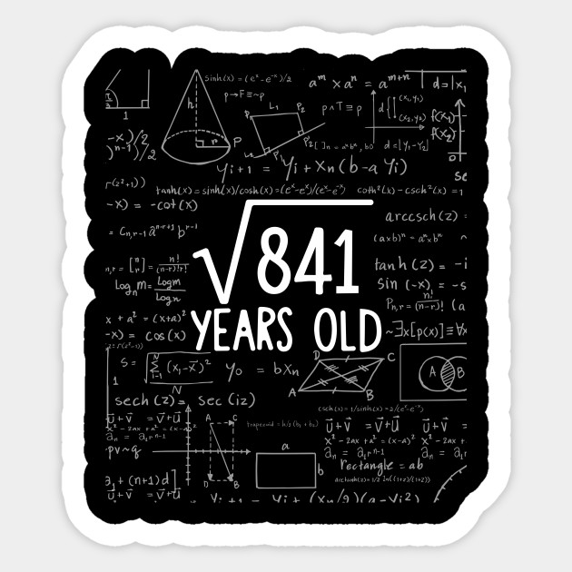 Square Root of 841: 29th Birthday 29 Years Old Sticker - Years Old - Sticker