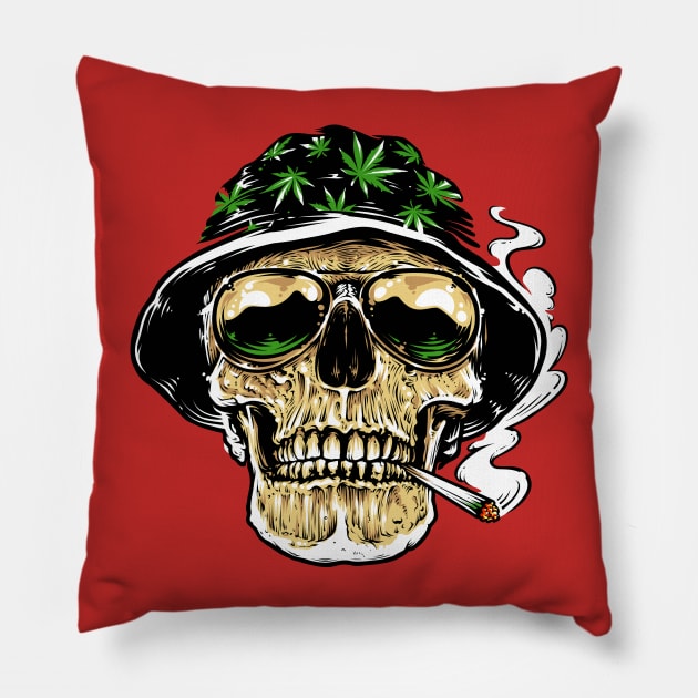 Skull Smoking Joint Pillow by CryptoTextile