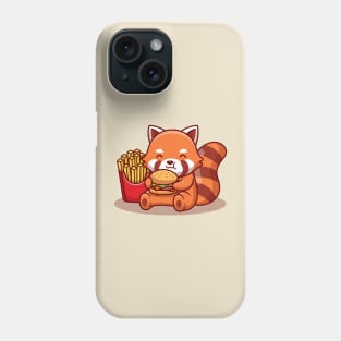 Cute Red Panda Eating Burger With Fries Phone Case