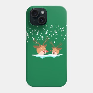 Christmas Reindeer and falling snow Phone Case