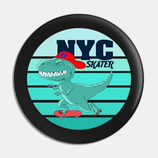 cool dinosaur skateboarding design - Gifts Pin