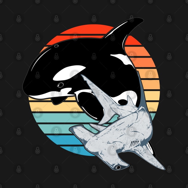 Hammerhead shark and orca by NicGrayTees