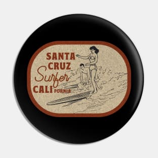 Vintage Surf Sticker Santa Cruz Surfer California Pin