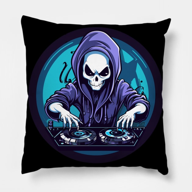 Cool Dj Grim Reaper Pillow by pako-valor