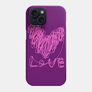 love, heart, happy valentine day, one line drawing Phone Case