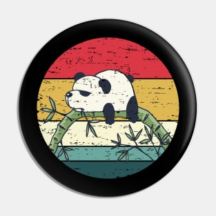 Funny Cute Panda Retro Sunset Distressed Vintage Rainbow Colors Pin