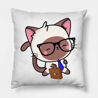 Funny Cat is on the way to work Pillow