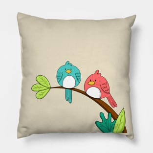 Lovely Bird Branch Hand Drawn Pillow