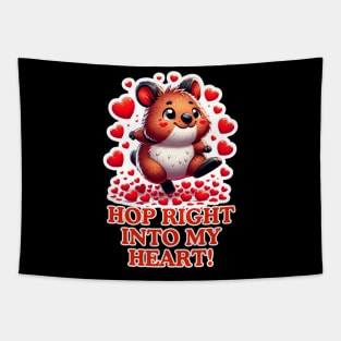 Cuddly Quokka Love: Heartwarming Hops Tapestry