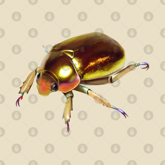 Golden Scarab Beetle by starryseasart