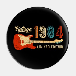 Vintage 1984 Birthday Retro Musician Guitar Player Pin