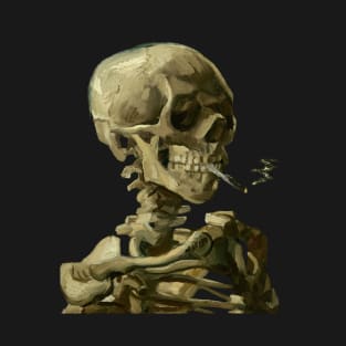 Skull of a Skeleton with Burning Cigarette T-Shirt