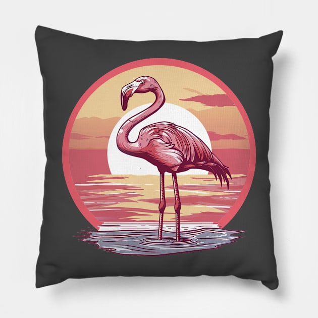 Pink Flamingo Summer Vibes Pillow by NineBlack