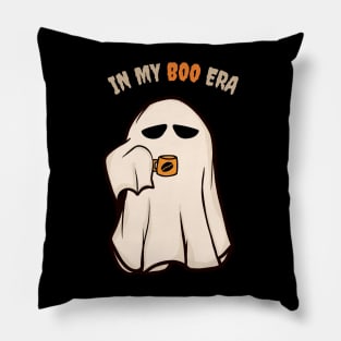 In my boo era - cute ghost drinking coffee Pillow