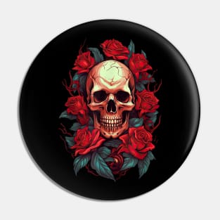 Rose Skeleton - Skull Hand Red - Flower rose Pin
