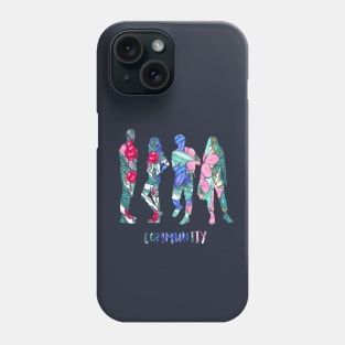 Silhouettes of young people, women and menon on flowers background Phone Case