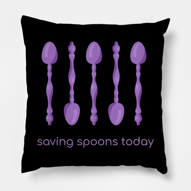 Saving Spoons Today (Purple) Pillow by KelseyLovelle