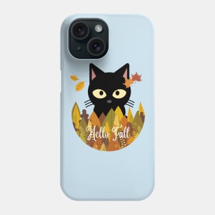 Hello fall Black Cat Autumn Fall Halloween Thanksgiving and Fall Color Lovers Phone Case