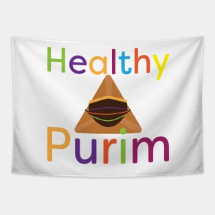 Funny colorful healthy Purim greeting Tapestry
