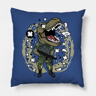 T Rex Army Illustration Pillow