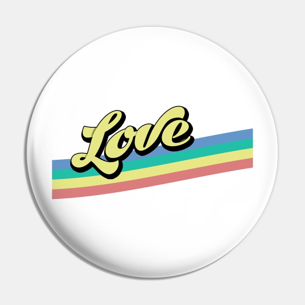 Love Retro with Rainbow Stripe Wave Pin by McNutt