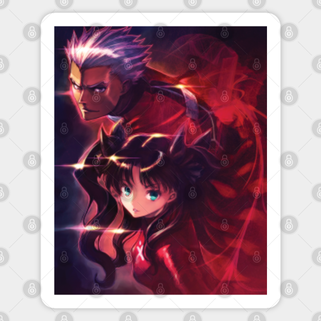 Rin Tohsaka Fan Art Fate Stay Night Rin Tohsaka Archer Fate Stay Night Sticker Teepublic fate stay night rin tohsaka archer