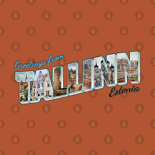 Greetings from Tallinn in Estonia Vintage style retro souvenir by DesignerPropo