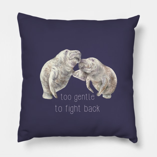 Manatees: too gentle to fight back Pillow by wanderinglaur