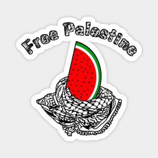 Free Palestine Watermelon Keffiyeh - Keffiyeh Text - Front Magnet