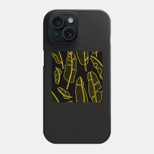 Banana leaves yellow on black Phone Case