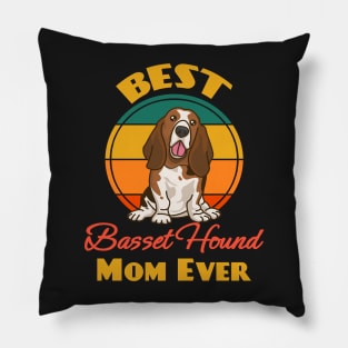 Best Basset Hound Mom Ever Mother's Day Dog puppy Lover Cute Sunser Retro Pillow