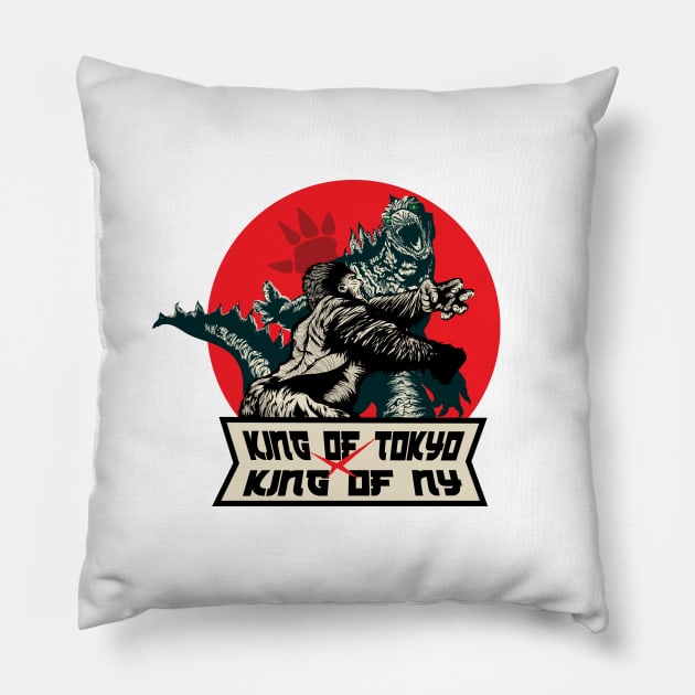 King of Tokyo vs NY Boardgame Pillow by Buba Boardgames